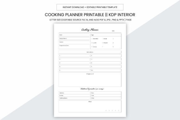 Cooking Planner Kdp Printable Interior: A Practical Tool for Organizing Your Culinary Workflow