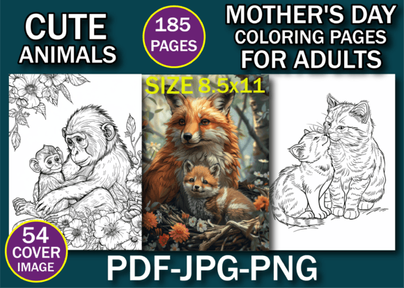 Cute Animals Mother’s Day Coloring Pages