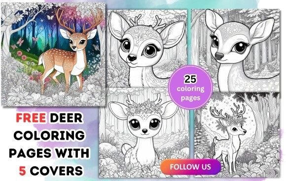 FREE Deer Coloring Pages with 5 Covers