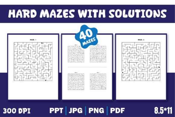 Hard Mazes with Solutions for Adults