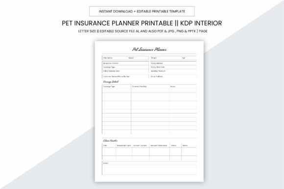 Pet Insurance Planner Kdp Printable: A Strategic Tool for Effective Planning