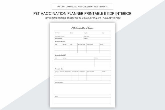 Pet Vaccination Planner Kdp Printable: A Comprehensive Guide for Pet Owners and Businesses